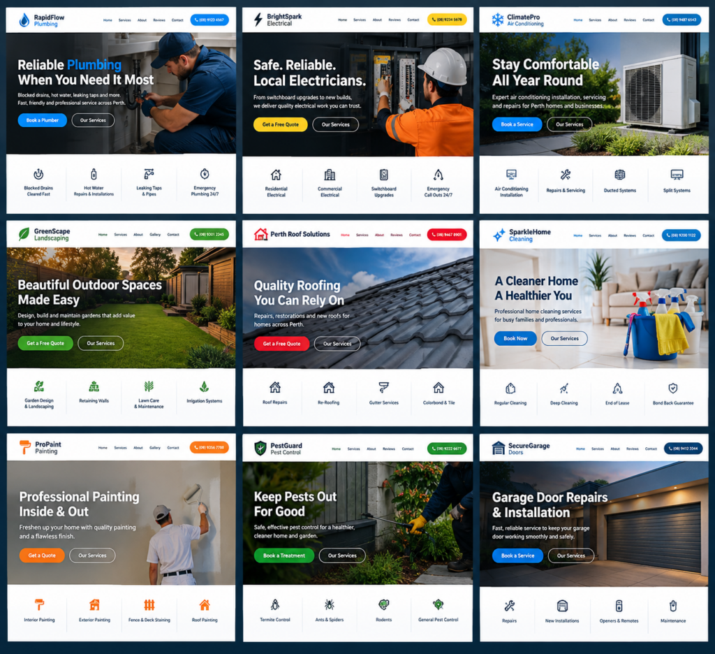website home page examples